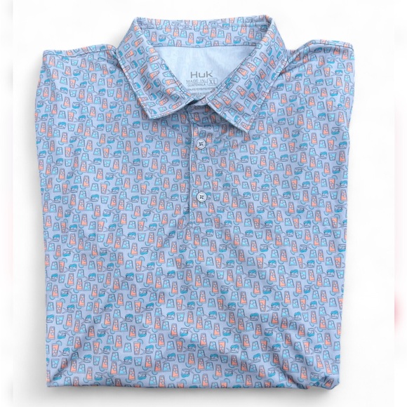 Huk Other - HUK Men’s Polo Shirt Drink Glasses Print Size XL